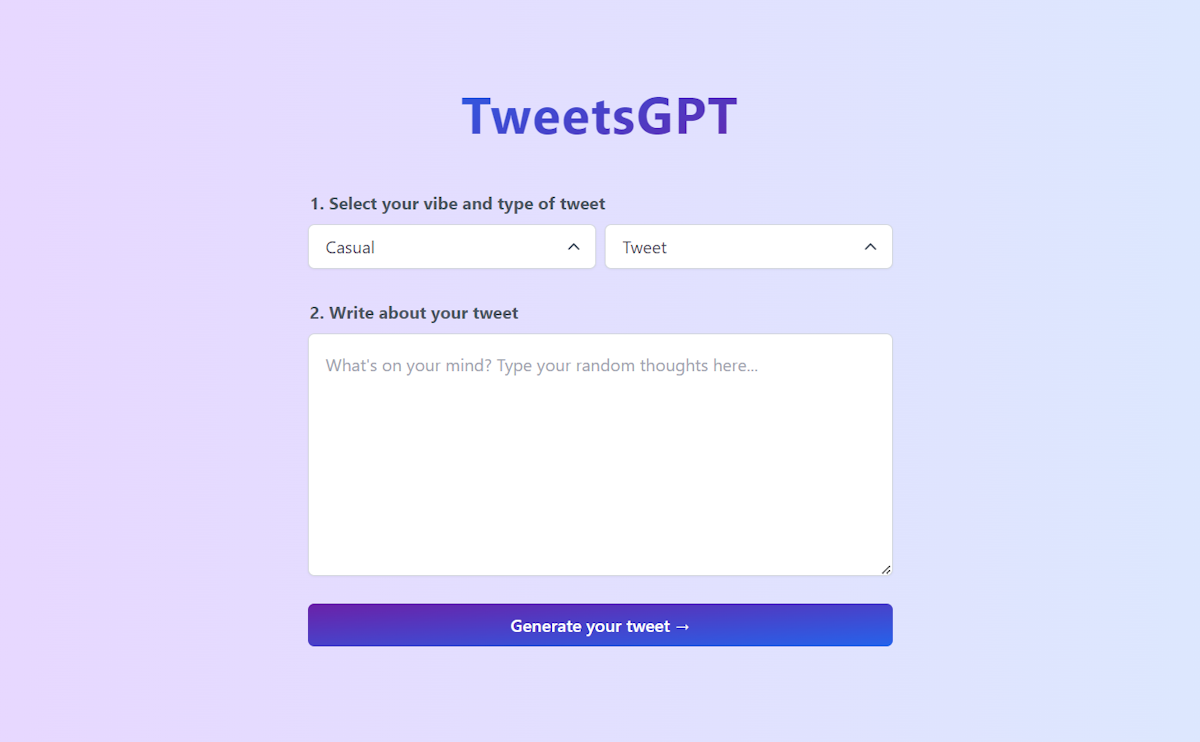  TweetsGPT: Generates Tweets with AI